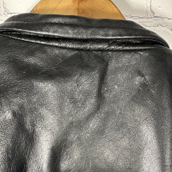 Vintage Wilsons Leather Jacket Womens Medium Black Fringe Western Cropped Biker - Picture 9 of 11